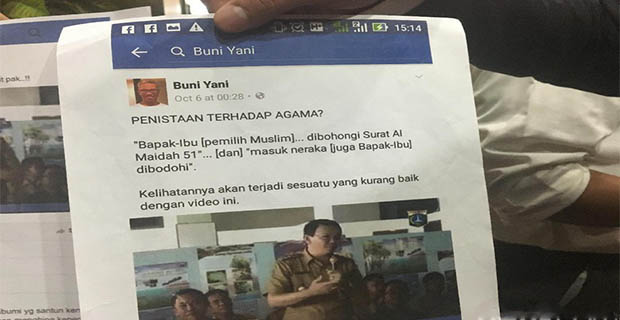 Ini Postingan Status Buni Yani Yang Menjadikannya Sebagai Tersangka