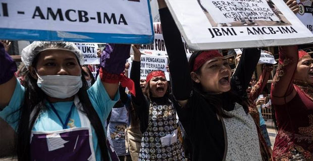 TKI Demo dekat Hotel Jokowi Menginap di Hongkong